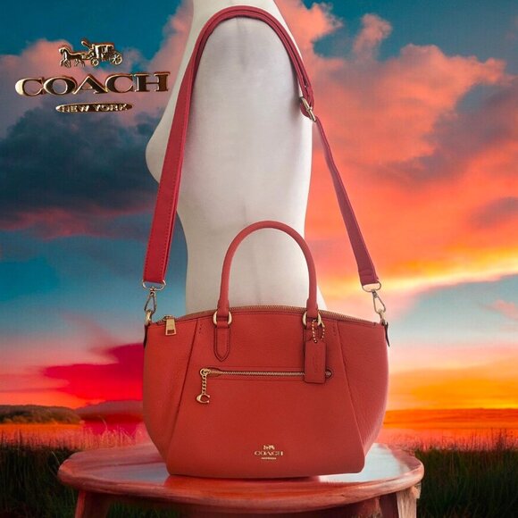 COACH Top-handle/ Shoulder/ Crossbody Pebble Calf Leather Bag Excellent Cond